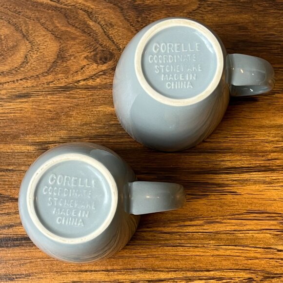 2 Stoneware Coffee Mugs Corelle Coordinate Grey 12 oz - Picture 7 of 9
